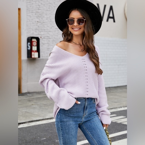 Easy Breezy Drop Shoulder V-Neck Rib-Knit Top - Picture 1 of 4